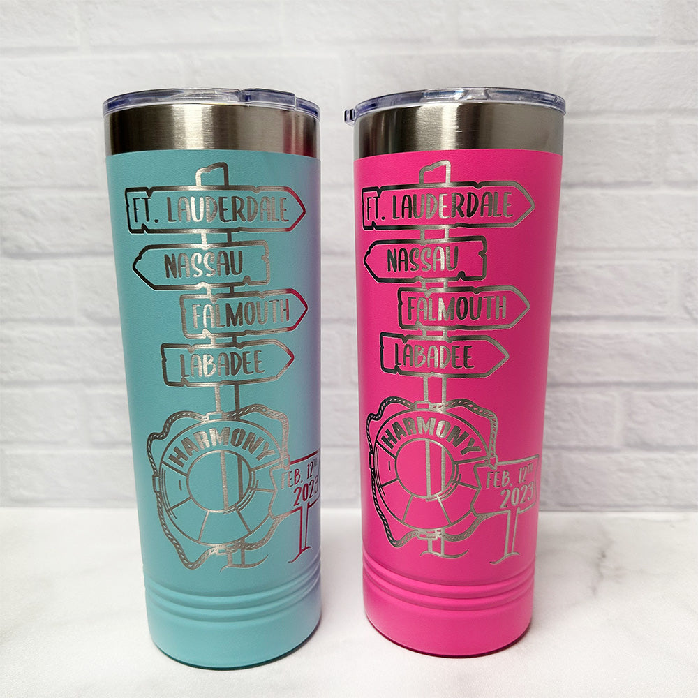 Beach sign - 22 oz. Skinny Tumbler