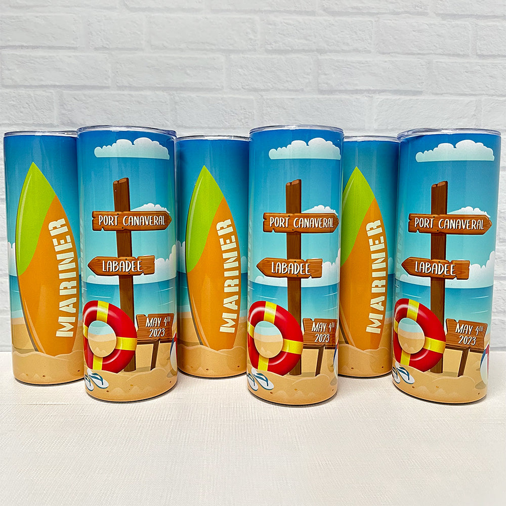 Beach sign - Skinny tumbler (not shipped)