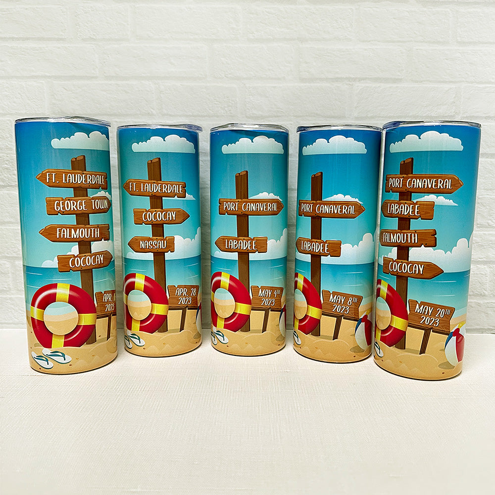 Beach sign - Skinny tumbler (not shipped)