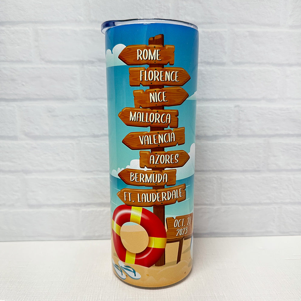 Beach sign - Skinny tumbler - Serenade 06/08/23