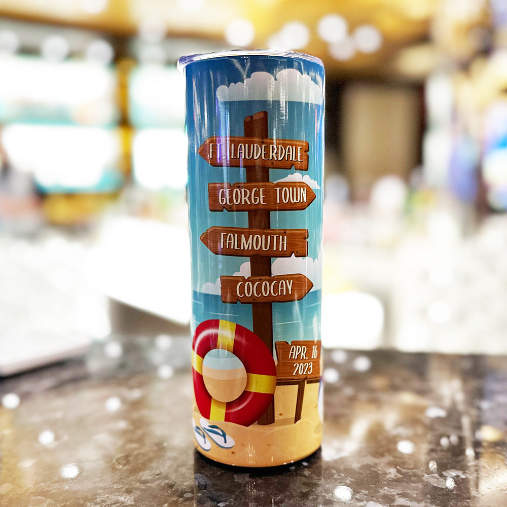 Beach sign - Skinny tumbler - Serenade 06/08/23