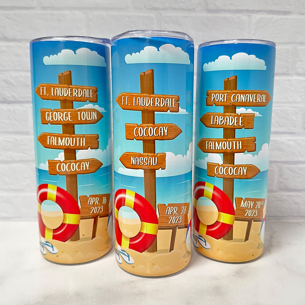 Beach sign - Skinny tumbler - Serenade 06/08/23