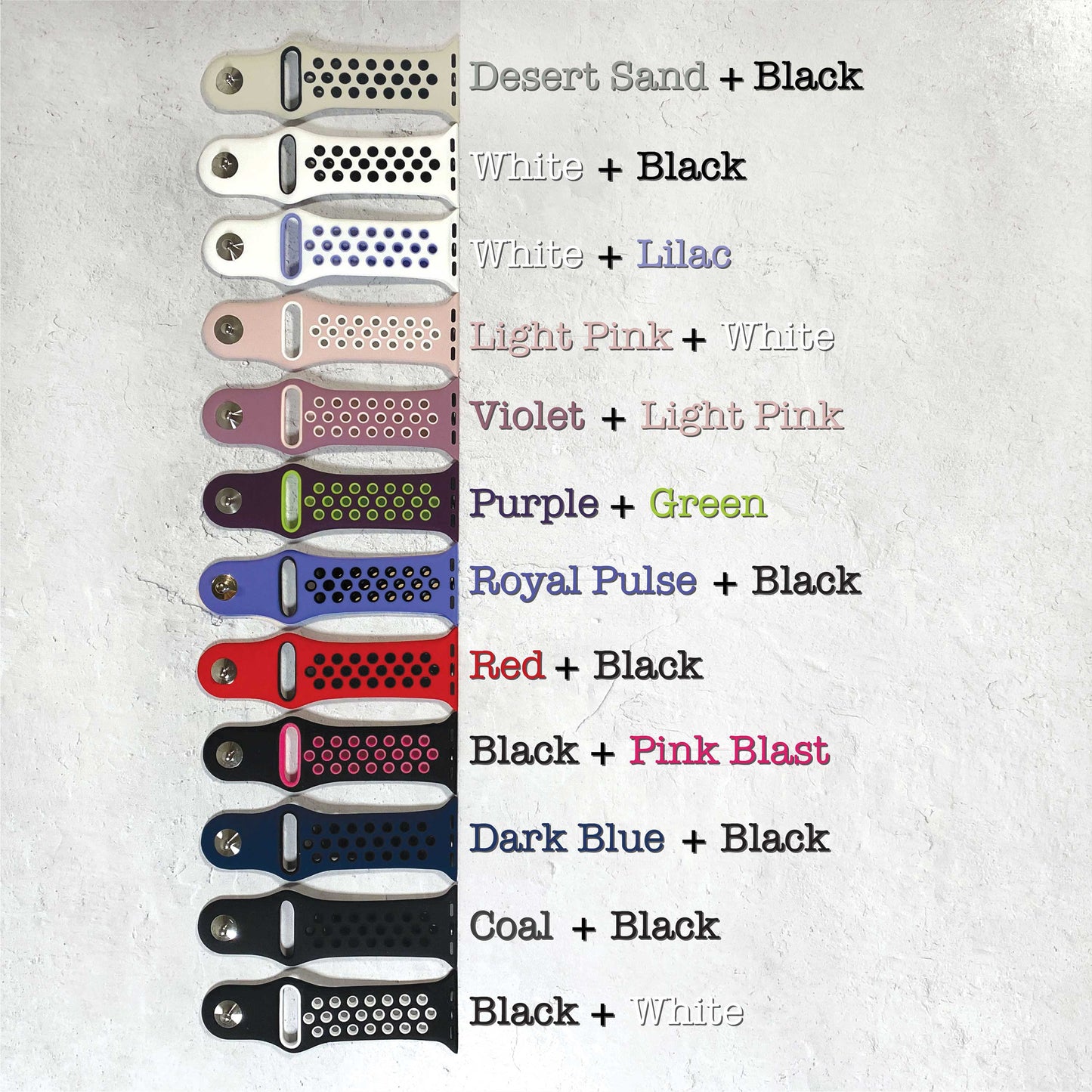 Breathable sport silicone watchband
