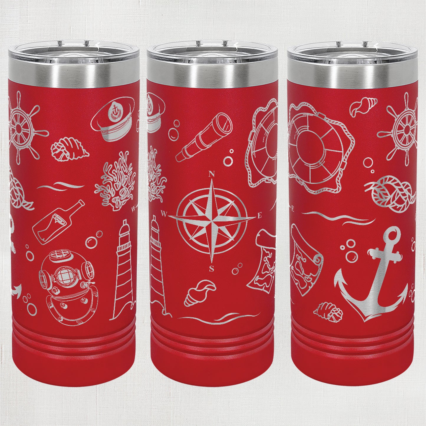 22 oz. Skinny Tumbler - Nautical wrap