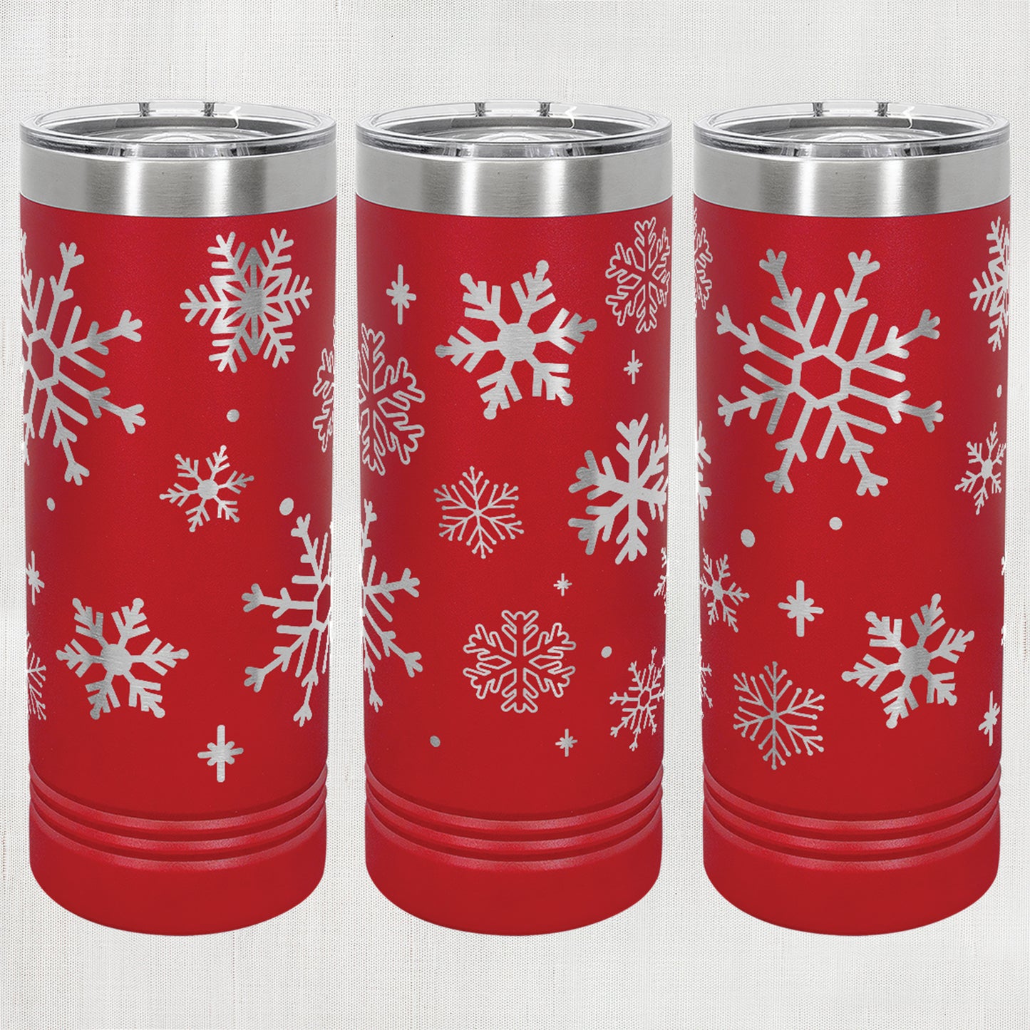 22 oz. Skinny Tumbler - Snowflakes wrap