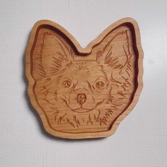 Hairy Chihuahua wood tray