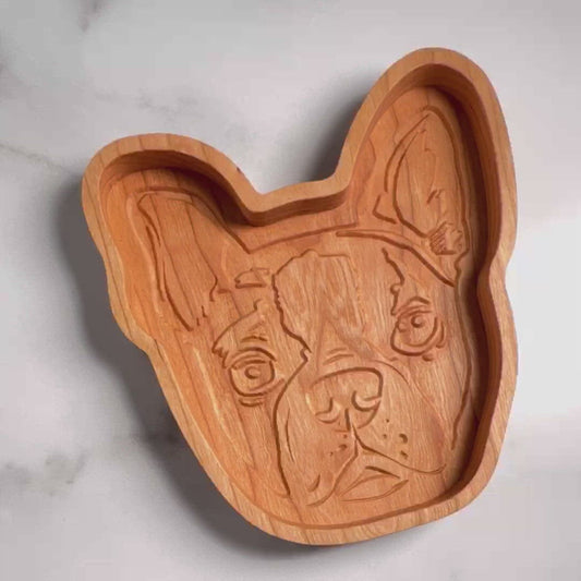 Boston Terrier wood tray