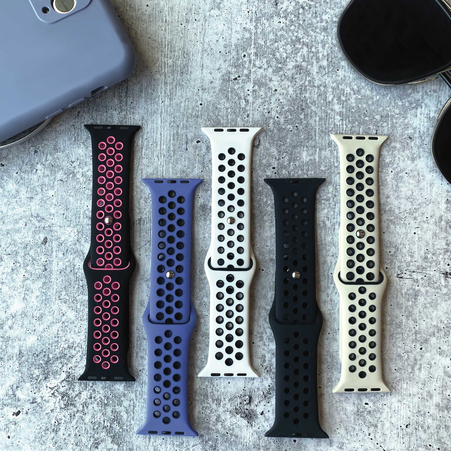 Breathable sport silicone watchband