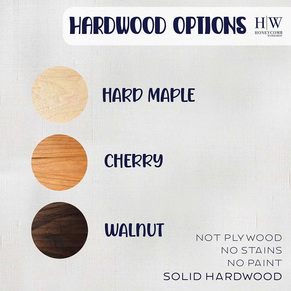 Hardwood options hard maple cherry Standing words - Cook Bake Repeat no paint no stain.