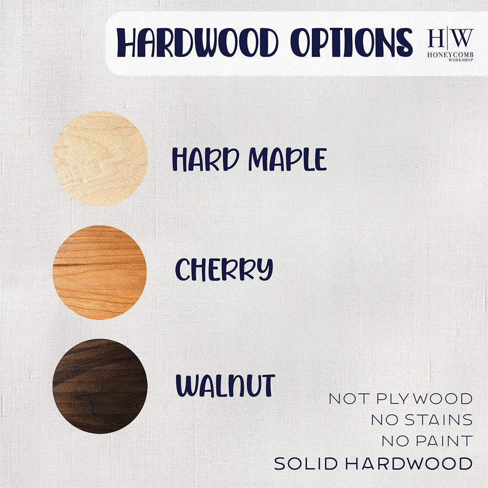Hardwood options hard maple cherry no paint no stain, including the Labrador wood tray.
