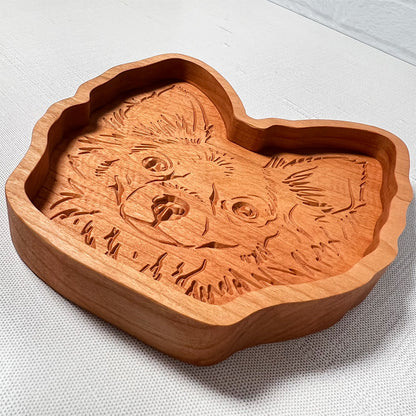 Hairy Chihuahua wood tray.