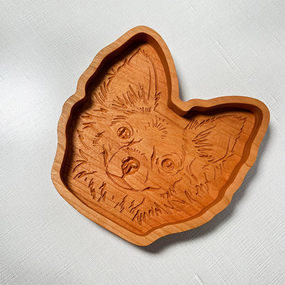 Hairy Chihuahua wood tray.