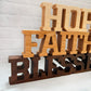 Standing words - Hope Faith Blessed wooden letters.